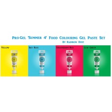 PROGEL SUMMER 4 - SET 4 COLORANTI ALIMENTARI DE VARA ROSU GALBEN ALBASTRU SI VERDE 25G RAINBOW DUST UK